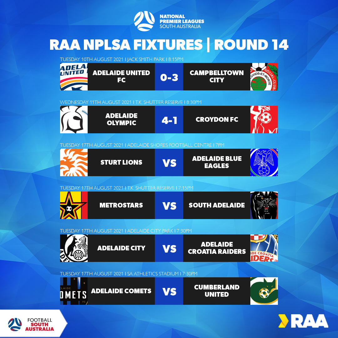 RAA NPLSA Fixture | Round 14 RAA NPLSA Fixture | Round 14