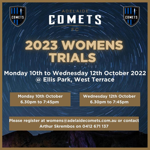 Adelaide Comets Womens 2023 Trials