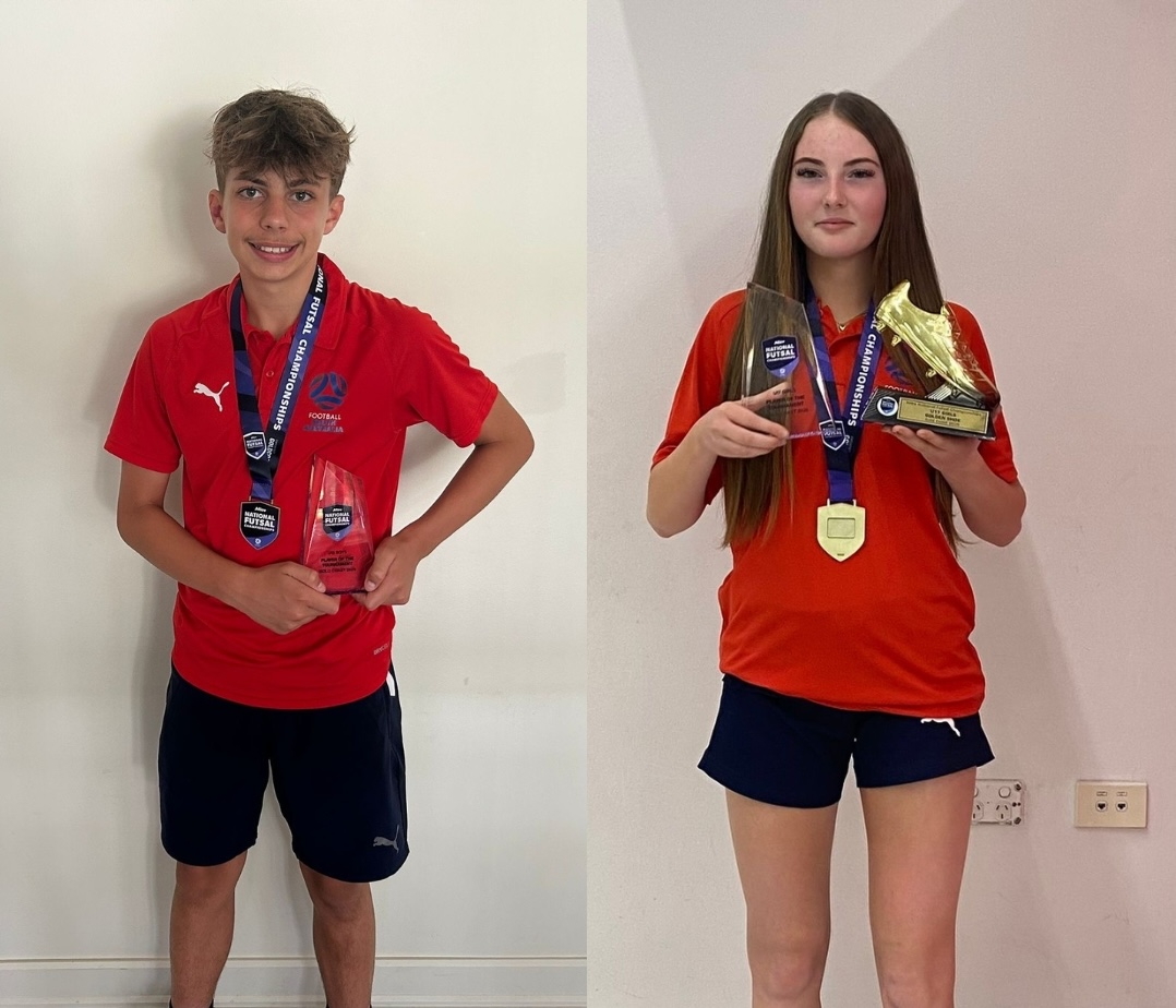 Jack Albanese and Macie Page, pose with their awards