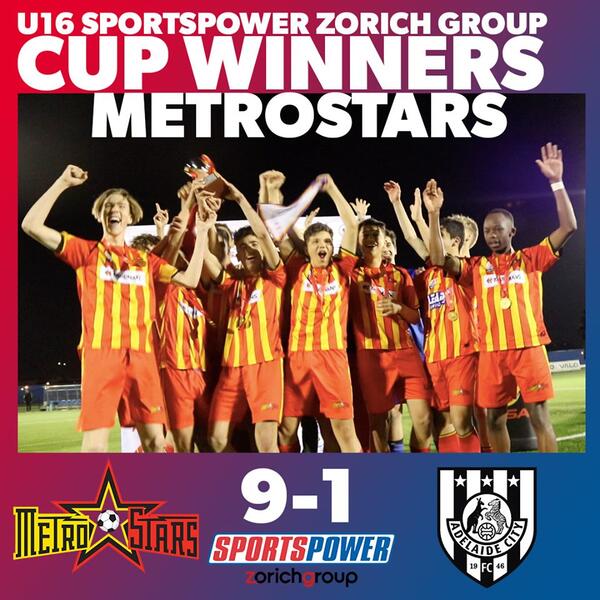 MetroStars celebrate their cup victory against Adelaide City