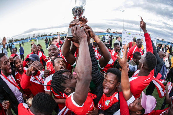 Liberian Men's Team Lifting the Trophy