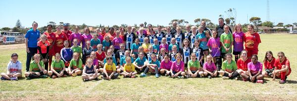 All the participants at the Bis regional girls football carnival